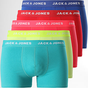  Jack And Jones - Lot De 5 Boxers Summer Color Rose Jaune Bleu Vert Rouge